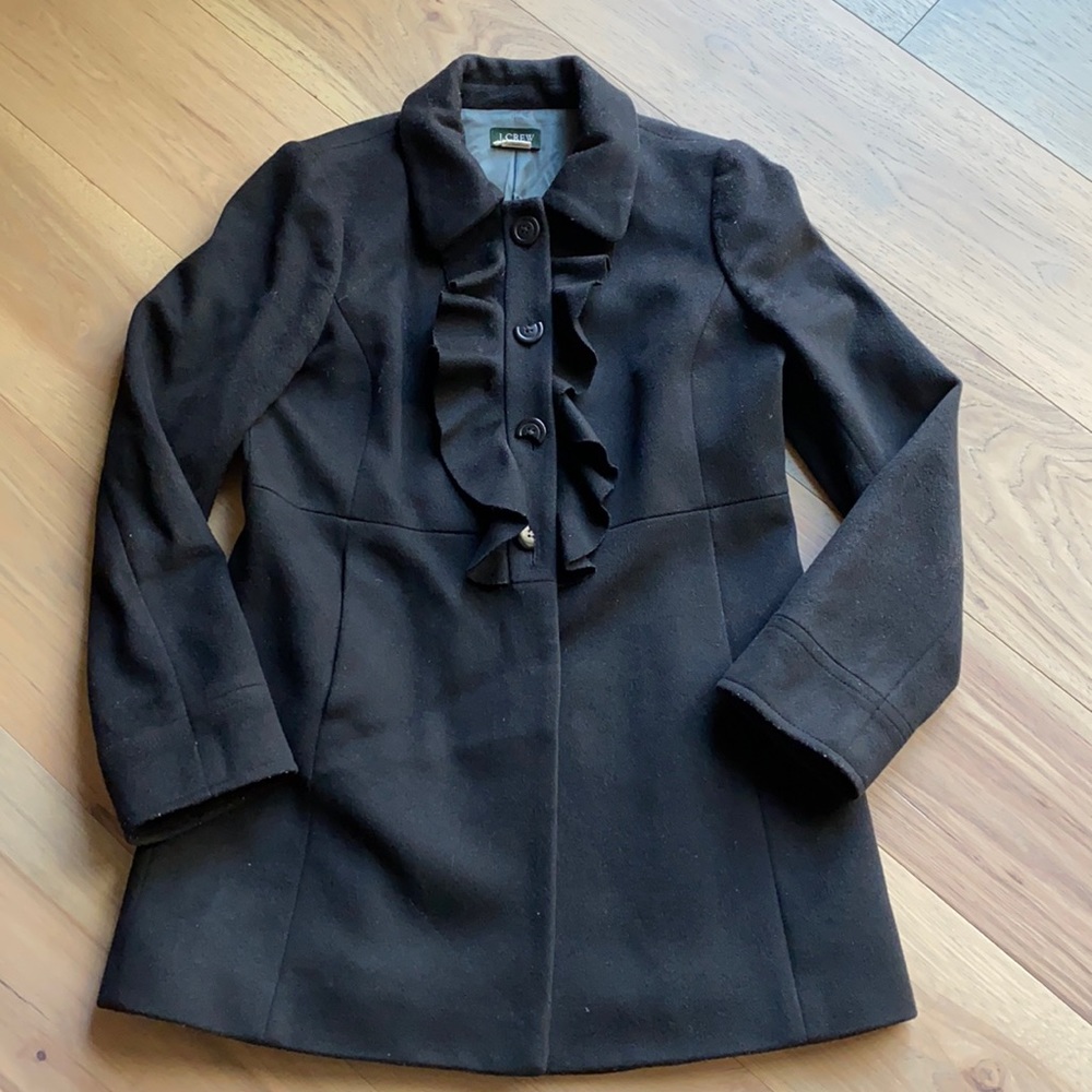 JCrew Black Wool Coat Size 8